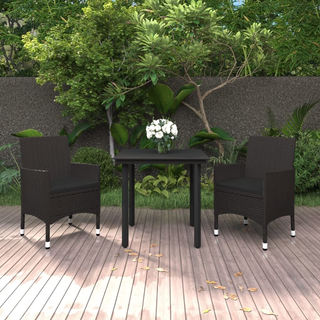 vidaXL Ensemble de salle à manger de patio, table et chaises d'extérieur en polyrotin et verre
