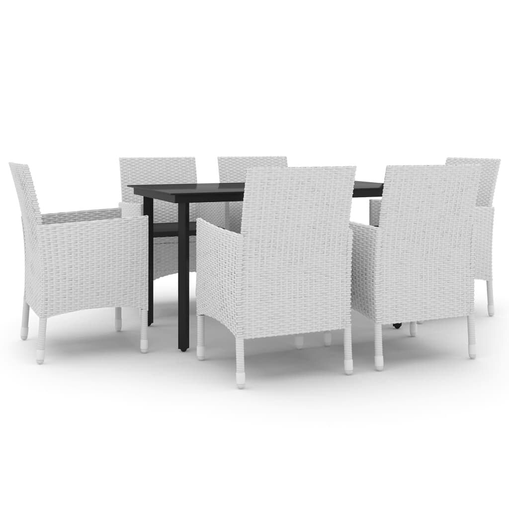 vidaXL Ensemble de salle à manger de patio, table et chaises d'extérieur en polyrotin et verre