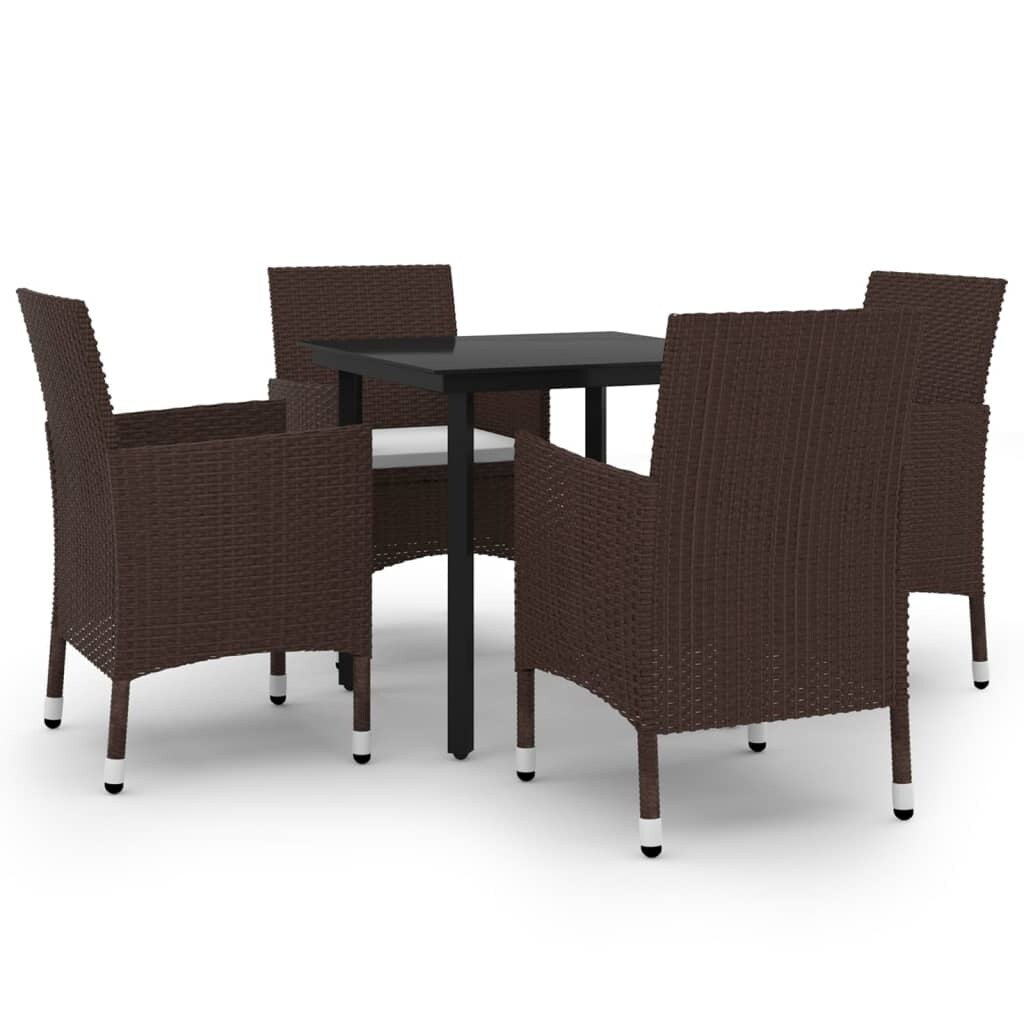 vidaXL Ensemble de salle à manger de patio, table et chaises d'extérieur en polyrotin et verre