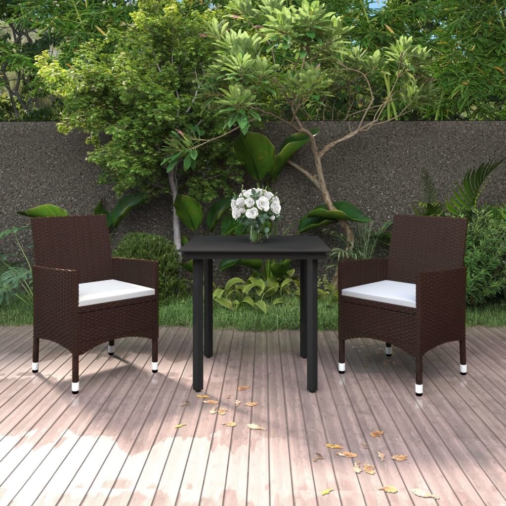 vidaXL Ensemble de salle à manger de patio, table et chaises d'extérieur en polyrotin et verre