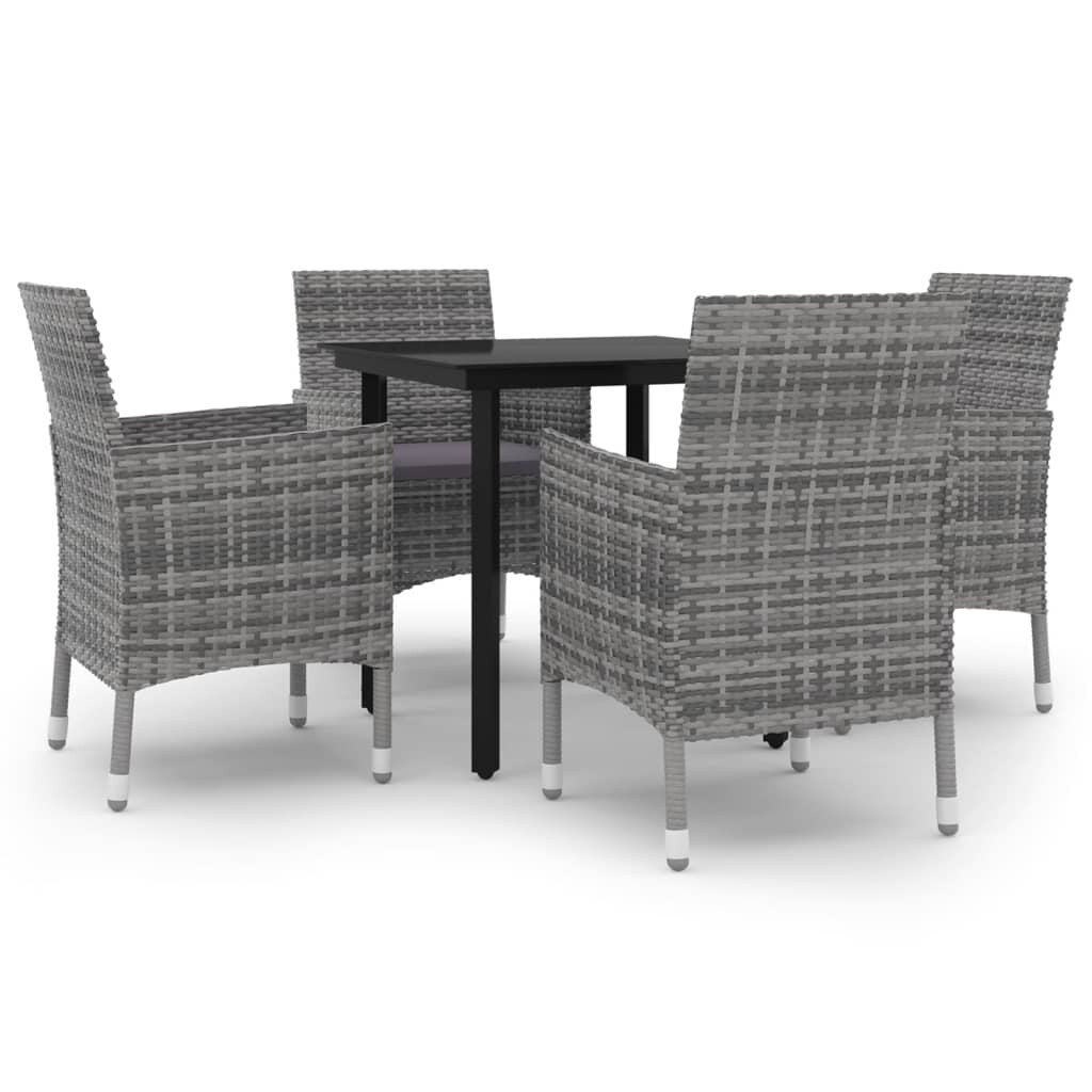 vidaXL Ensemble de salle à manger de patio, table et chaises d'extérieur en polyrotin et verre