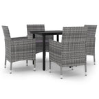 vidaXL Ensemble de salle à manger de patio, table et chaises d'extérieur en polyrotin et verre