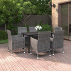 vidaXL Ensemble de salle à manger de patio, table et chaises d'extérieur en polyrotin et verre