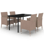 vidaXL Ensemble de salle à manger de patio, table et chaises d'extérieur en polyrotin et verre