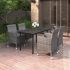 vidaXL Ensemble de salle à manger de patio, table et chaises d'extérieur en polyrotin et verre