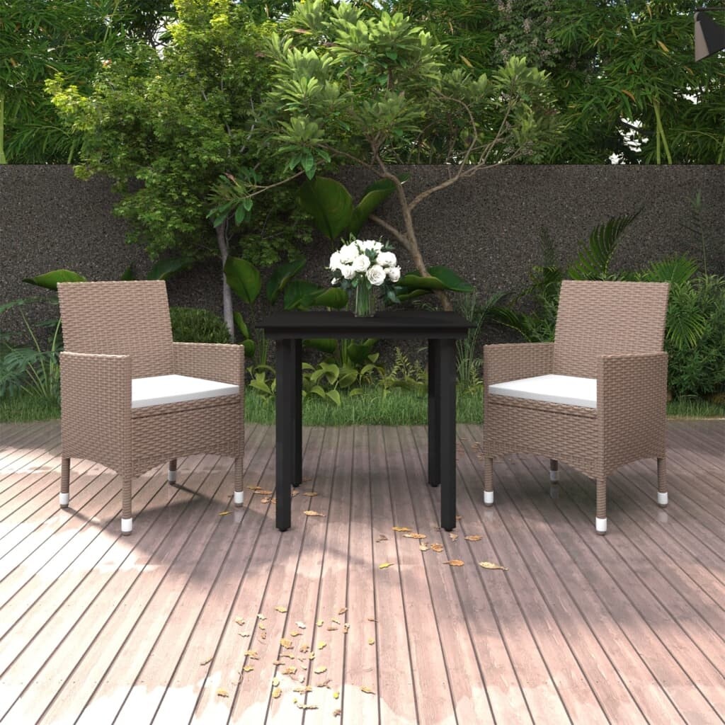 vidaXL Ensemble de salle à manger de patio, table et chaises d'extérieur en polyrotin et verre