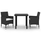 vidaXL Ensemble de salle à manger de patio, table et chaises d'extérieur en polyrotin et verre