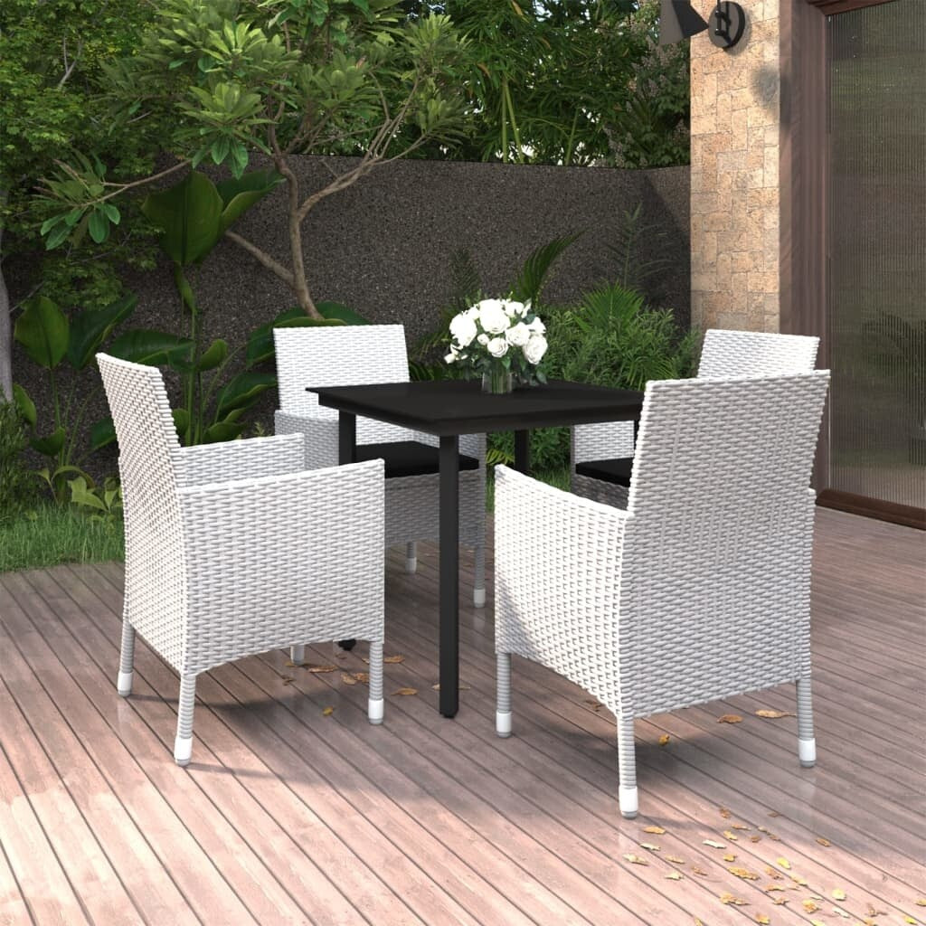 vidaXL Ensemble de salle à manger de patio, table et chaises d'extérieur en polyrotin et verre