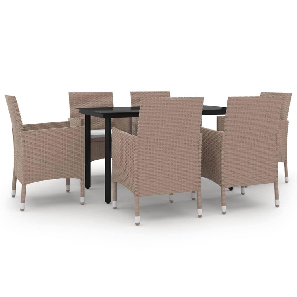 vidaXL Ensemble de salle à manger de patio, table et chaises d'extérieur en polyrotin et verre