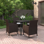 vidaXL Ensemble de salle à manger de patio, table et chaises d'extérieur en polyrotin et verre