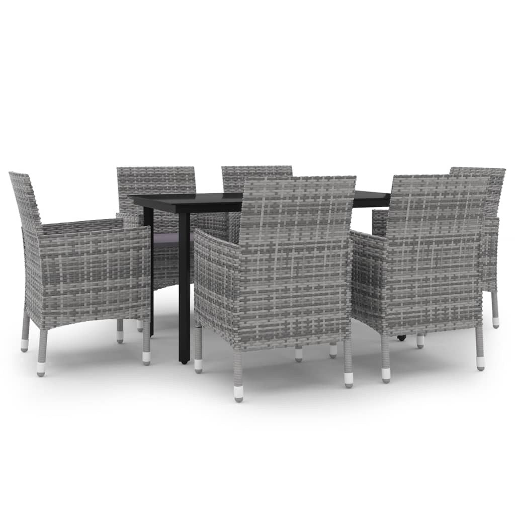vidaXL Ensemble de salle à manger de patio, table et chaises d'extérieur en polyrotin et verre