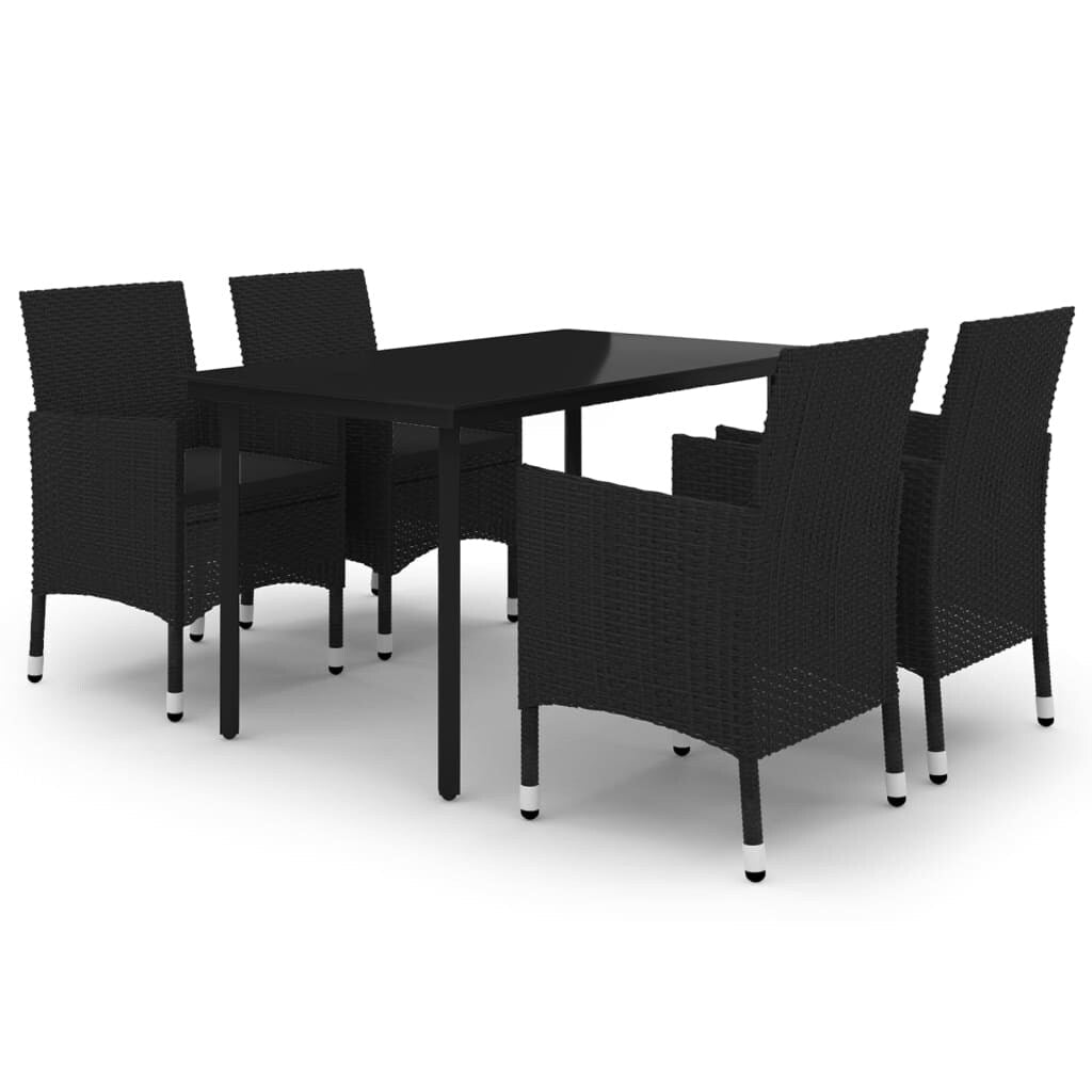 vidaXL Ensemble de salle à manger de patio, table et chaises d'extérieur en polyrotin et verre