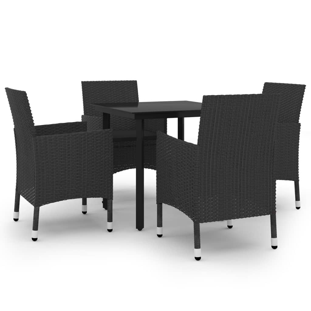 vidaXL Ensemble de salle à manger de patio, table et chaises d'extérieur en polyrotin et verre