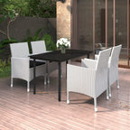 vidaXL Ensemble de salle à manger de patio, table et chaises d'extérieur en polyrotin et verre