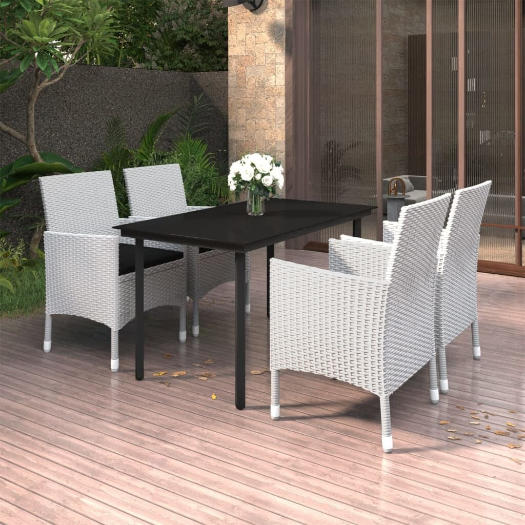 vidaXL Ensemble de salle à manger de patio, table et chaises d'extérieur en polyrotin et verre