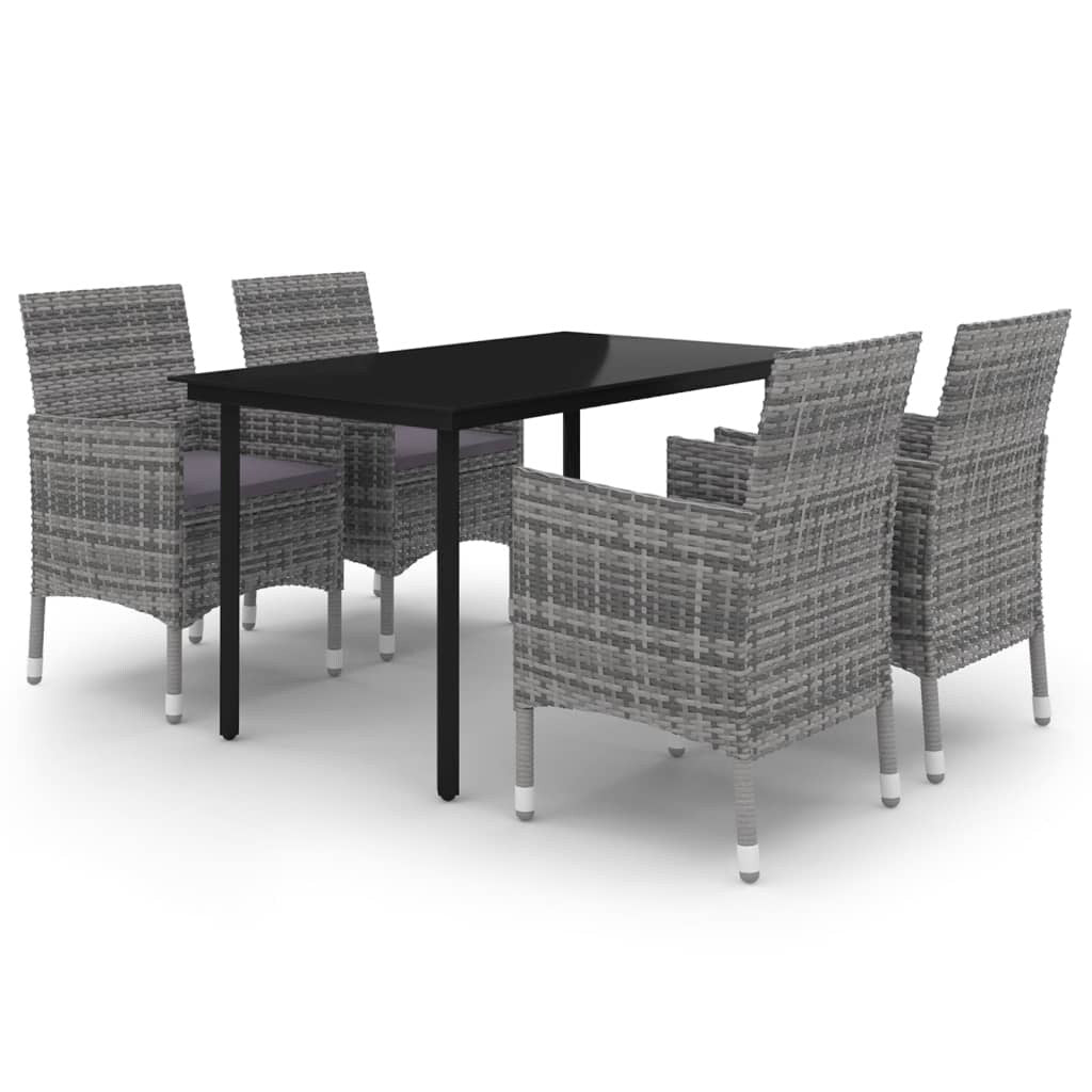 vidaXL Ensemble de salle à manger de patio, table et chaises d'extérieur en polyrotin et verre