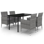 vidaXL Ensemble de salle à manger de patio, table et chaises d'extérieur en polyrotin et verre
