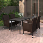 vidaXL Ensemble de salle à manger de patio, table et chaises d'extérieur en polyrotin et verre