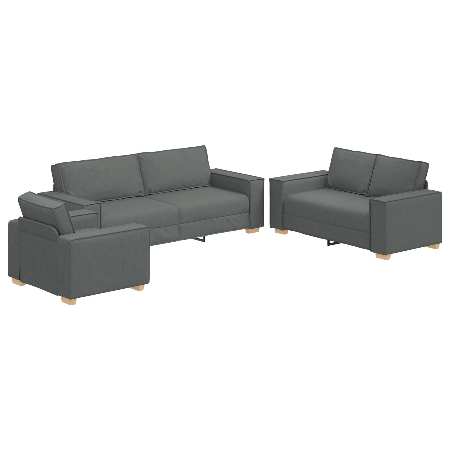 Ensemble de canapé 3 pièces vidaXL avec coussins, tissu noir/gris foncé - 39 x 30,7 x 33,1