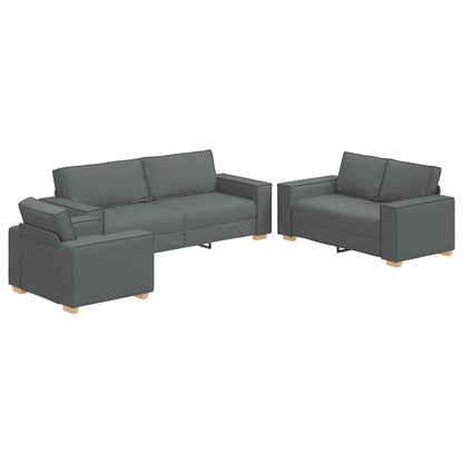 Ensemble de canapé 3 pièces vidaXL avec coussins, tissu noir/gris foncé - 39 x 30,7 x 33,1