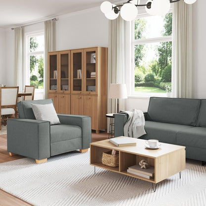 Ensemble de canapé 3 pièces vidaXL avec coussins, tissu noir/gris foncé - 39 x 30,7 x 33,1
