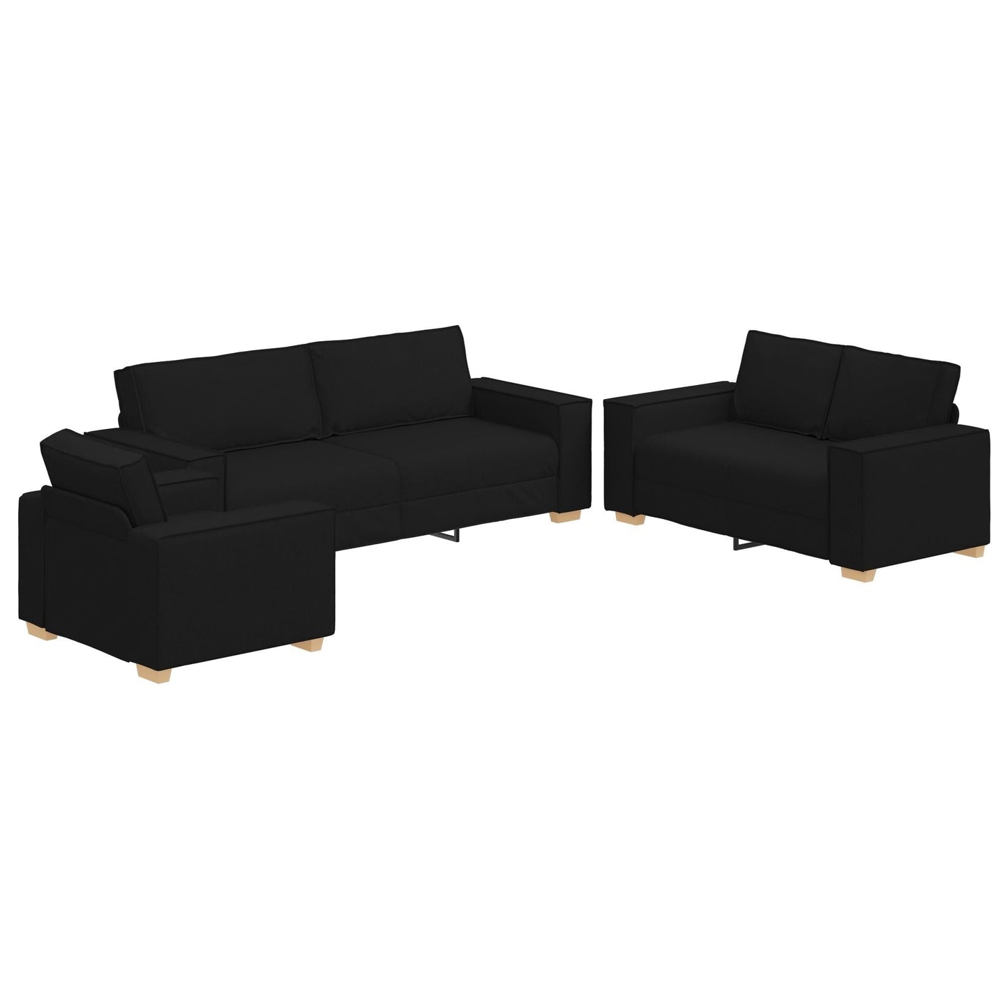 Ensemble de canapé 3 pièces vidaXL avec coussins, tissu noir/gris foncé - 39 x 30,7 x 33,1