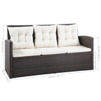 Ensemble de meubles de jardin vidaXL, canapé sectionnel avec table en rotin - 47,2 x 27,6 x 26
