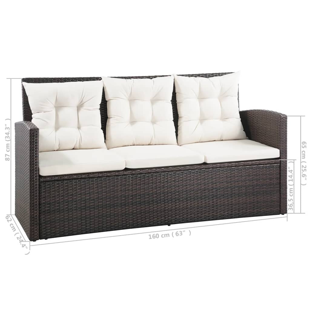 Ensemble de meubles de jardin vidaXL, canapé sectionnel avec table en rotin - 47,2 x 27,6 x 26