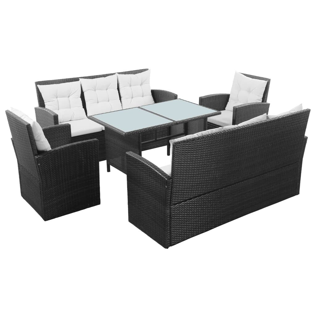 Ensemble de meubles de jardin vidaXL, canapé sectionnel avec table en rotin - 47,2 x 27,6 x 26