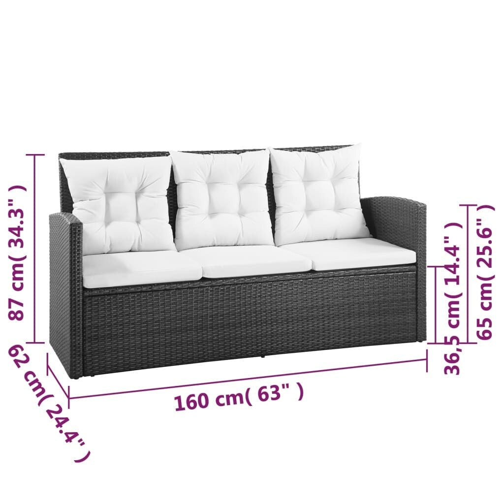 Ensemble de meubles de jardin vidaXL, canapé sectionnel avec table en rotin - 47,2 x 27,6 x 26