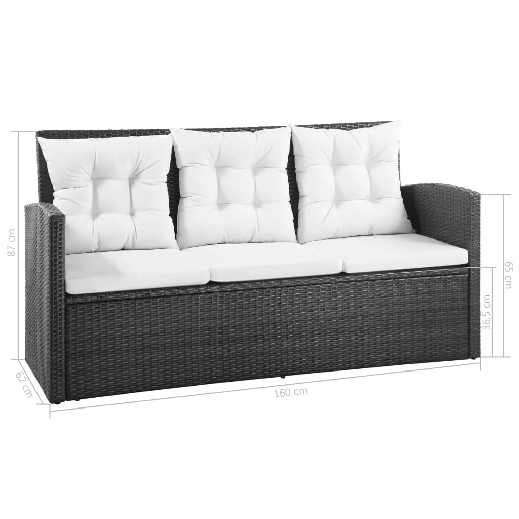 Ensemble de meubles de jardin vidaXL, canapé sectionnel avec table en rotin - 47,2 x 27,6 x 26