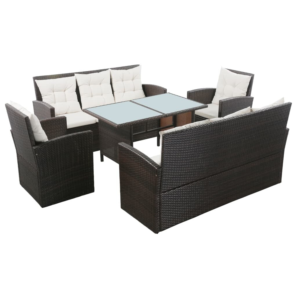 Ensemble de meubles de jardin vidaXL, canapé sectionnel avec table en rotin - 47,2 x 27,6 x 26
