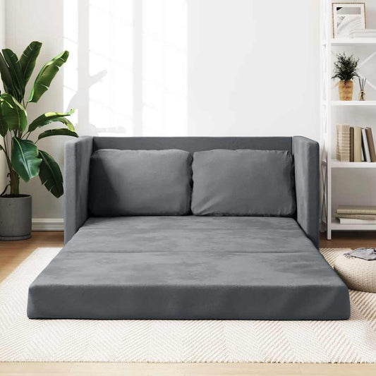 Canapé-lit de sol compact en velours gris foncé vidaXL - 48,0 x 48,0 x 21,7