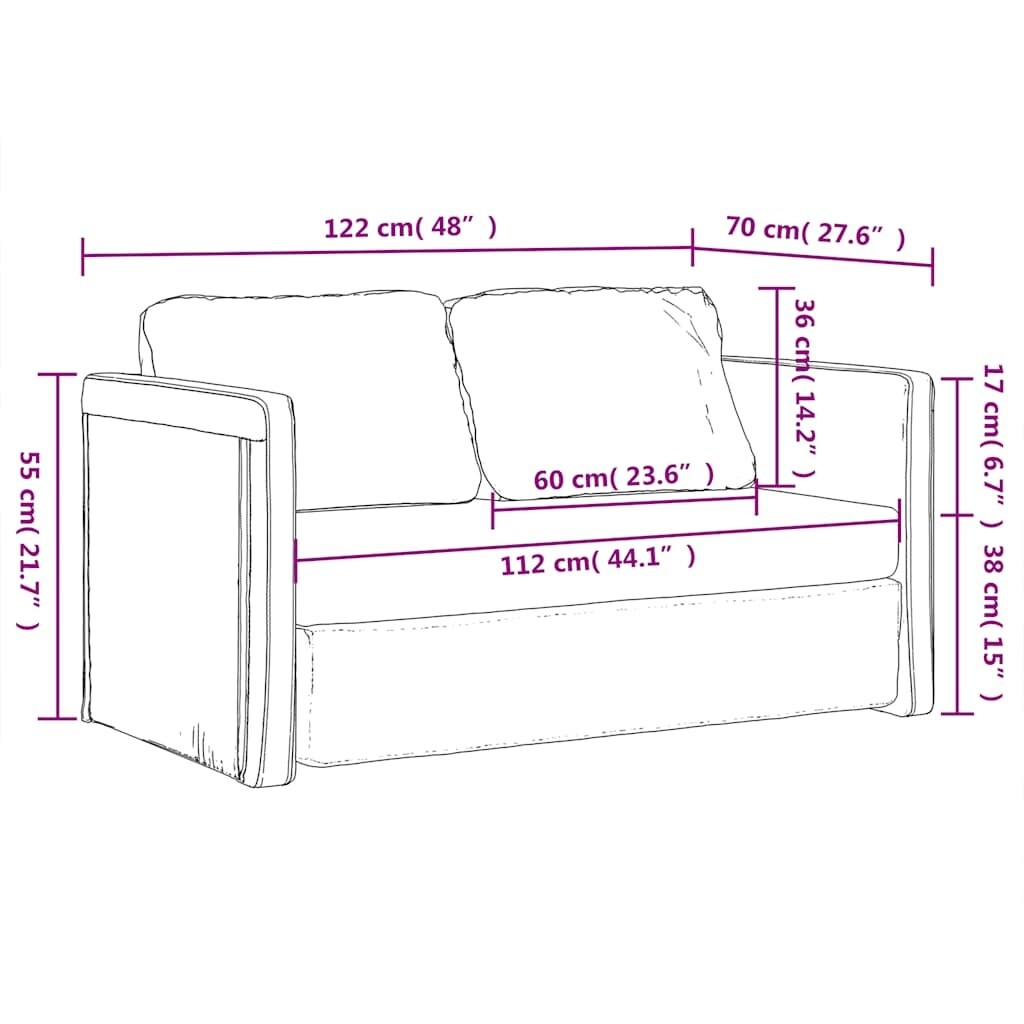 Canapé-lit de sol compact en velours gris foncé vidaXL - 48,0 x 48,0 x 21,7