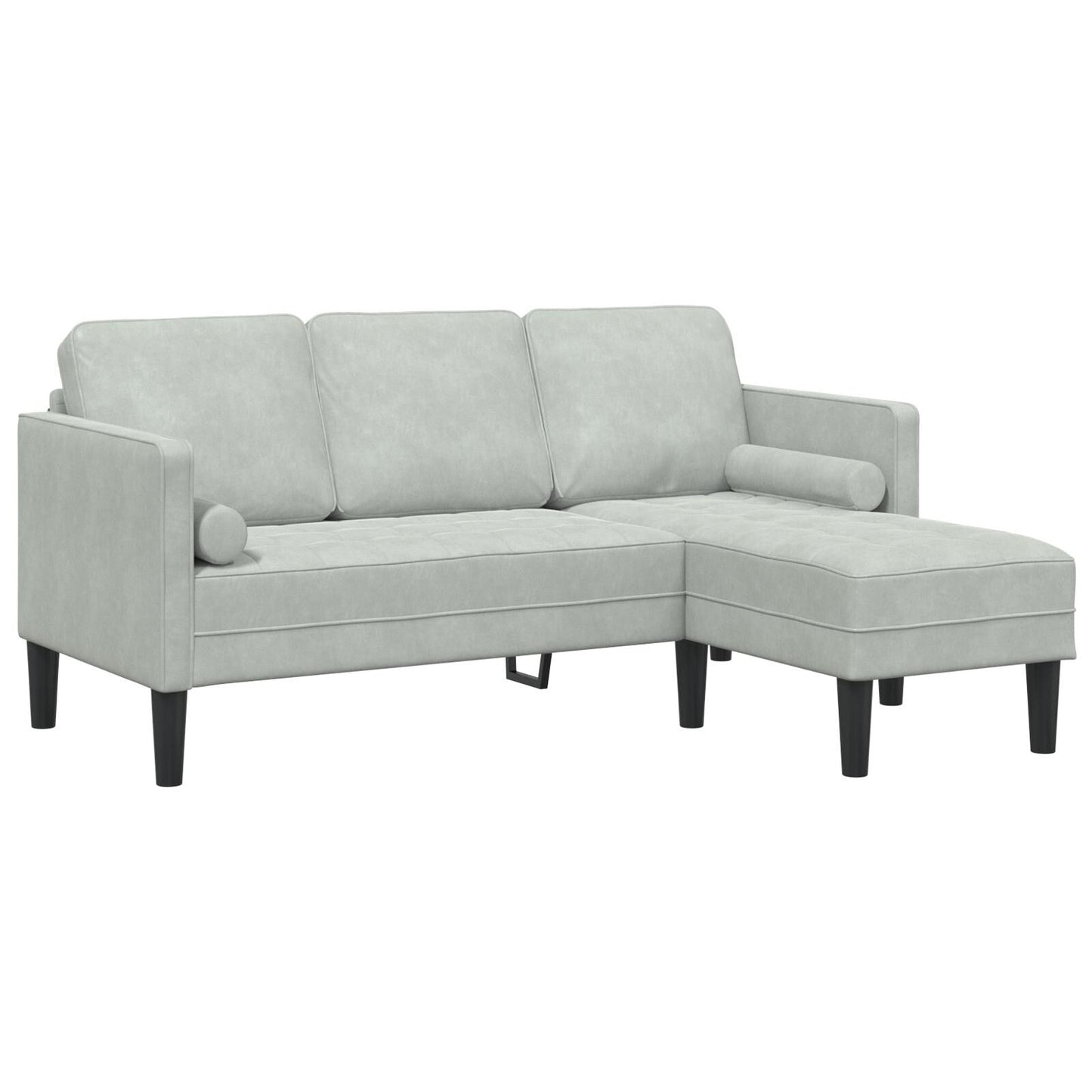 Canapé de jardin vidaXL en forme de L en velours noir/gris foncé/gris clair - 68,1 x 51,6 x 26,4