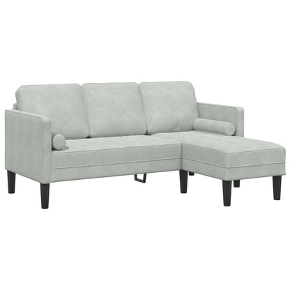 Canapé de jardin vidaXL en forme de L en velours noir/gris foncé/gris clair - 68,1 x 51,6 x 26,4