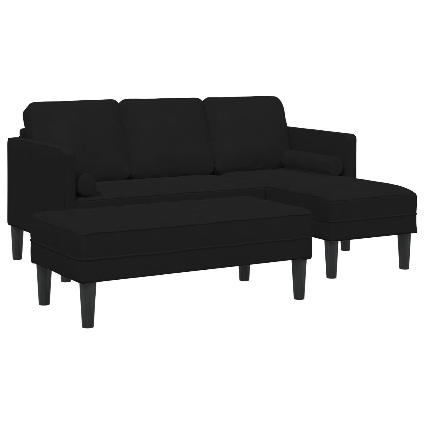 Canapé de jardin vidaXL en forme de L en velours noir/gris foncé/gris clair - 68,1 x 51,6 x 26,4