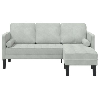 Canapé de jardin vidaXL en forme de L en velours noir/gris foncé/gris clair - 68,1 x 51,6 x 26,4
