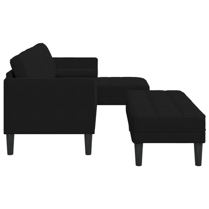 Canapé de jardin vidaXL en forme de L en velours noir/gris foncé/gris clair - 68,1 x 51,6 x 26,4