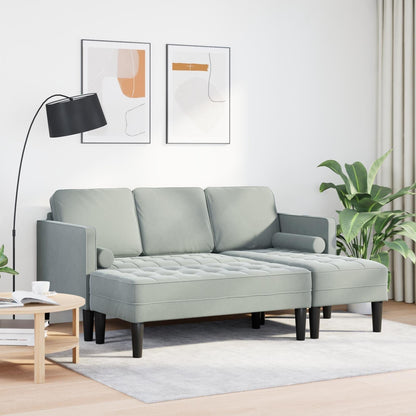 Canapé de jardin vidaXL en forme de L en velours noir/gris foncé/gris clair - 68,1 x 51,6 x 26,4