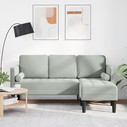 Canapé de jardin vidaXL en forme de L en velours noir/gris foncé/gris clair - 68,1 x 51,6 x 26,4