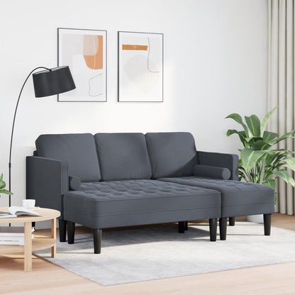 Canapé de jardin vidaXL en forme de L en velours noir/gris foncé/gris clair - 68,1 x 51,6 x 26,4