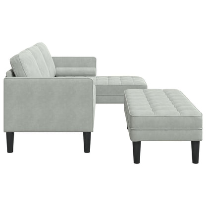 Canapé de jardin vidaXL en forme de L en velours noir/gris foncé/gris clair - 68,1 x 51,6 x 26,4