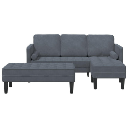 Canapé de jardin vidaXL en forme de L en velours noir/gris foncé/gris clair - 68,1 x 51,6 x 26,4