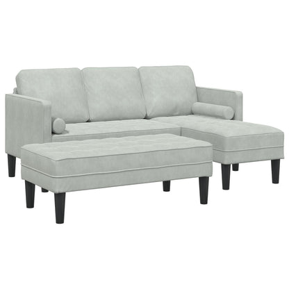 Canapé de jardin vidaXL en forme de L en velours noir/gris foncé/gris clair - 68,1 x 51,6 x 26,4