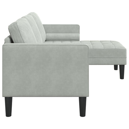 Canapé de jardin vidaXL en forme de L en velours noir/gris foncé/gris clair - 68,1 x 51,6 x 26,4