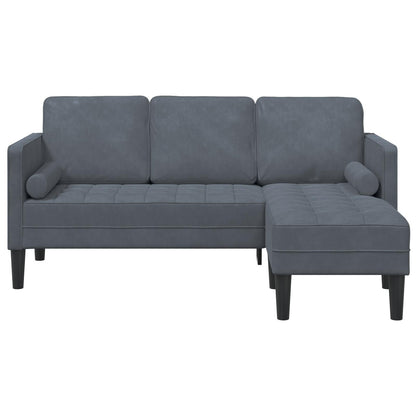 Canapé de jardin vidaXL en forme de L en velours noir/gris foncé/gris clair - 68,1 x 51,6 x 26,4