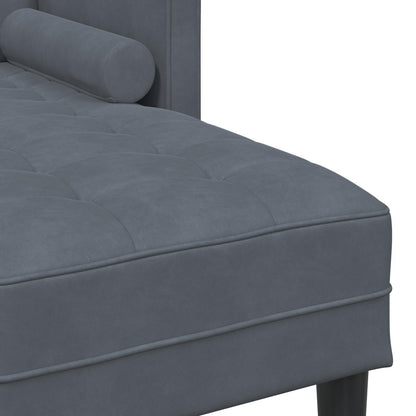 Canapé de jardin vidaXL en forme de L en velours noir/gris foncé/gris clair - 68,1 x 51,6 x 26,4