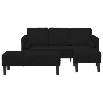 Canapé de jardin vidaXL en forme de L en velours noir/gris foncé/gris clair - 68,1 x 51,6 x 26,4