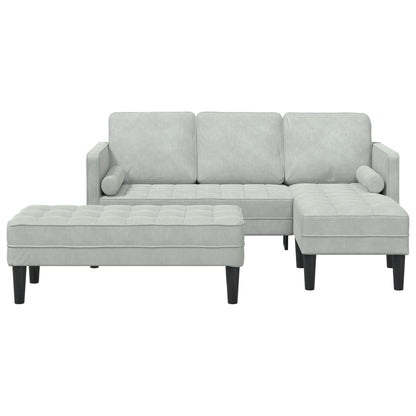 Canapé de jardin vidaXL en forme de L en velours noir/gris foncé/gris clair - 68,1 x 51,6 x 26,4
